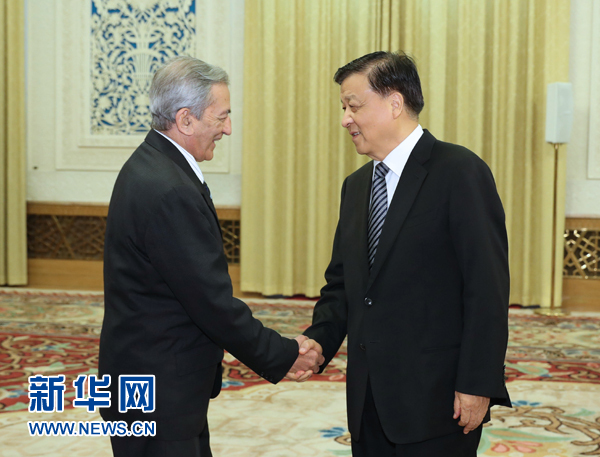 6月21日，中共中央政治局常委、中央書記處書記劉云山在北京會(huì)見古共中央書記處書記、國(guó)際關(guān)系部部長(zhǎng)巴拉格爾率領(lǐng)的古巴共產(chǎn)黨代表團(tuán)。新華社記者馬占成攝