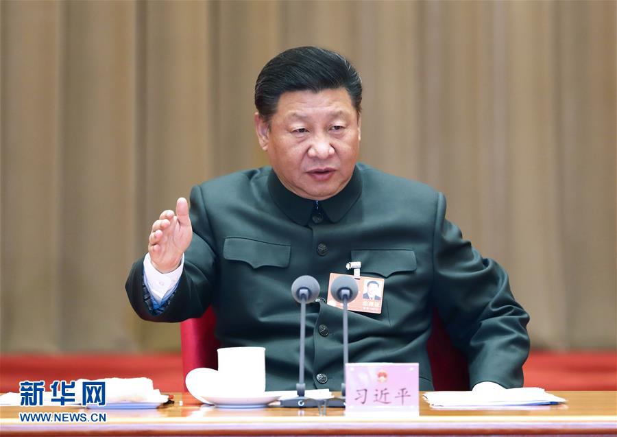 (兩會)(1)習(xí)近平出席解放軍和武警部隊(duì)代表團(tuán)全體會議