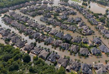 航拍美國得州颶風災(zāi)區(qū)