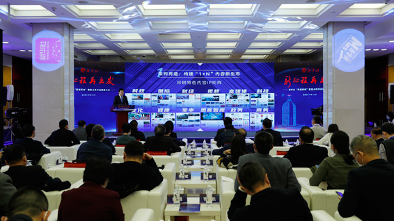 新華網(wǎng)股份有限公司董事長、總裁田舒斌做推介展示