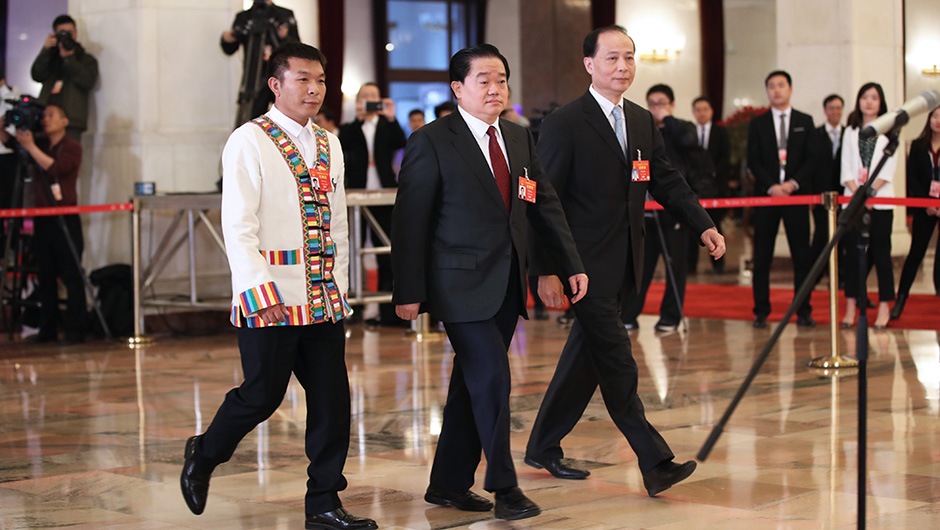 全國人大代表步入&ldquo;代表通道&rdquo;