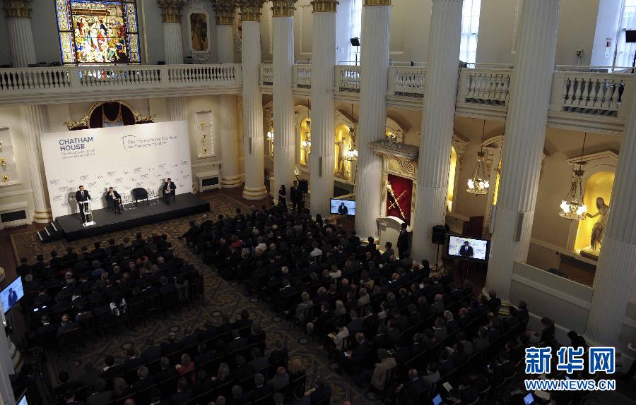 6月18日，國務院總理李克強在倫敦金融城市長官邸面向英國皇家國際問題研究所和國際戰(zhàn)略研究所兩大智庫發(fā)表題為《共建包容發(fā)展的美好世界》的演講。新華社記者 張鐸 攝