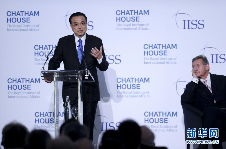 6月18日，國務院總理李克強在倫敦金融城市長官邸面向英國皇家國際問題研究所和國際戰(zhàn)略研究所兩大智庫發(fā)表題為《共建包容發(fā)展的美好世界》的演講。新華社記者 張鐸 攝 