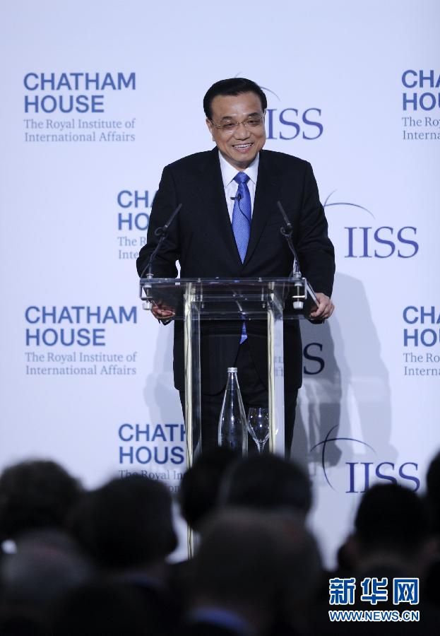 6月18日，國務院總理李克強在倫敦金融城市長官邸面向英國皇家國際問題研究所和國際戰(zhàn)略研究所兩大智庫發(fā)表題為《共建包容發(fā)展的美好世界》的演講。新華社記者 張鐸 攝 