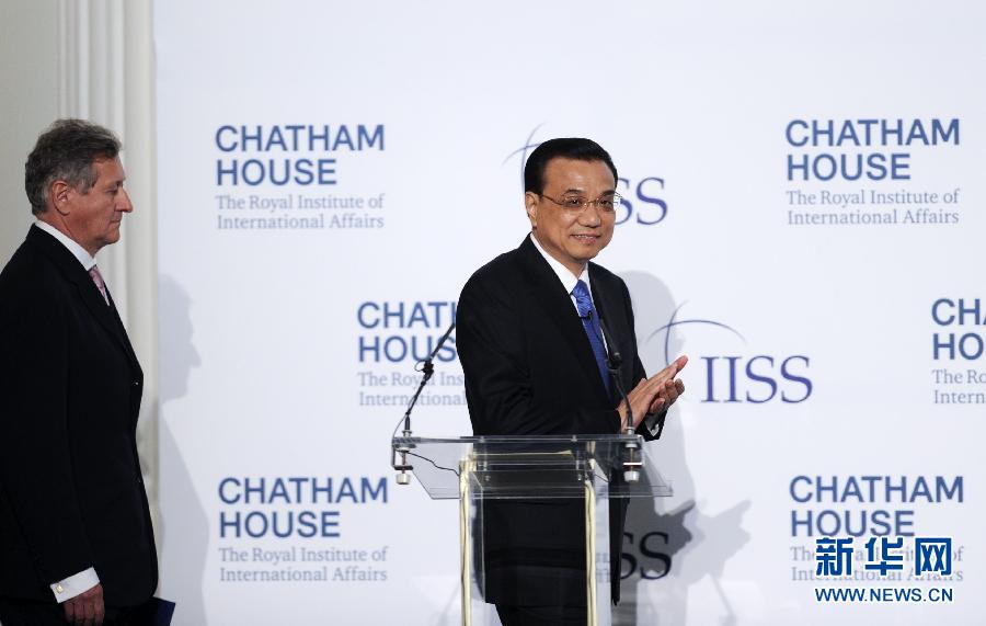 6月18日，國務院總理李克強在倫敦金融城市長官邸面向英國皇家國際問題研究所和國際戰(zhàn)略研究所兩大智庫發(fā)表題為《共建包容發(fā)展的美好世界》的演講。新華社記者 張鐸 攝