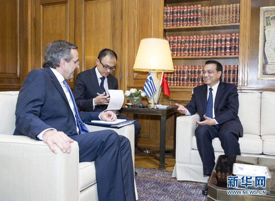 6月19日，國(guó)務(wù)院總理李克強(qiáng)在雅典同希臘總理薩馬拉斯舉行會(huì)談。新華社記者 王曄 攝
