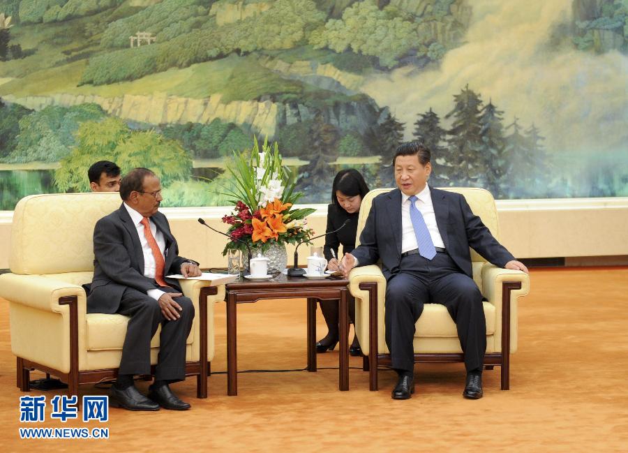 9月9日，國家主席習(xí)近平在北京人民大會堂會見印度總理特使、國家安全顧問多瓦爾。 新華社記者 張鐸 攝