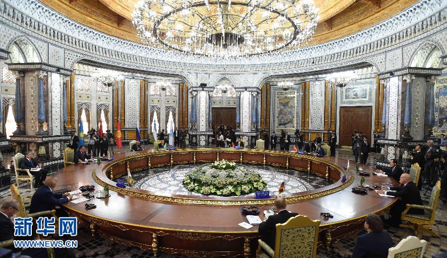 9月12日，上海合作組織成員國元首理事會第十四次會議在塔吉克斯坦首都杜尚別舉行。國家主席習近平出席會議并發(fā)表重要講話。新華社記者馬占成攝 