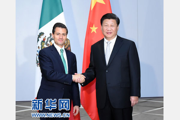 11月16日，國家主席習近平在土耳其安塔利亞會見墨西哥總統(tǒng)培尼亞。 新華社記者張鐸攝