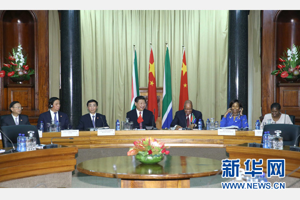12月2日，國家主席習(xí)近平在比勒陀利亞同南非總統(tǒng)祖馬舉行會談。 新華社記者 馬占成 攝  