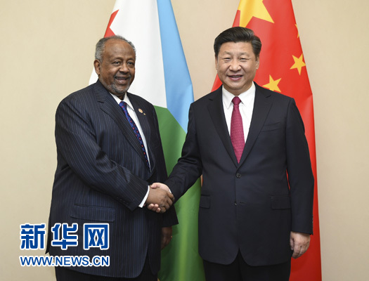 12月3日，國家主席習近平在約翰內(nèi)斯堡會見吉布提總統(tǒng)蓋萊。新華社記者 謝環(huán)馳 攝 

