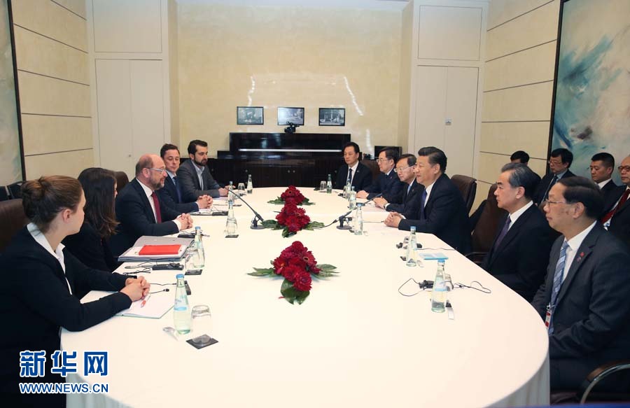 7月6日，國家主席習(xí)近平在柏林會(huì)見德國社會(huì)民主黨主席舒爾茨。新華社記者 姚大偉 攝