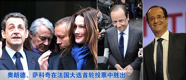 奧朗德、薩科奇在法國(guó)大選首輪投票中勝出